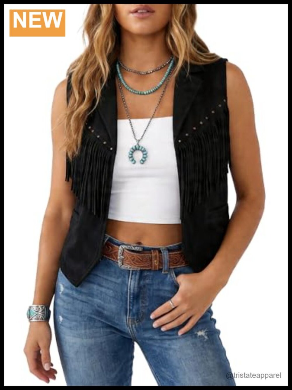 Faux Suede Tassel Fringe Western Vest 70s Hippie Cowgirl Layering